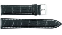 Bracelet de montre en cuir classique 12-26 mm, acier inoxydable 1306, noir et blanc, unisexe, respirant, souple, résistant à l'eau