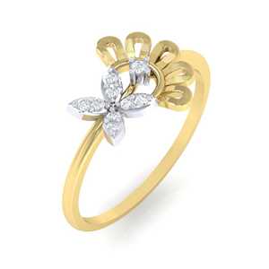 Anillo Floral de Oro Certificado de 14Kt/18Kt con Diamantes Reales de 0.07ct - Product Image 2