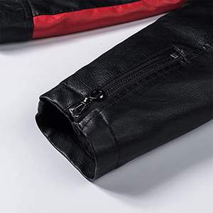 Chaqueta de Motociclista Personalizada de Invierno para Hombre, Cuello Alto, Manga Larga, PU, Ajustada, con Parches, Estilo Motociclista - Product Image 6