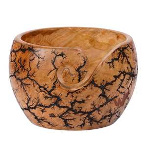 Bol à laine en bois sculpté à la main avec figurine Litchenberg 6 x 4, magnifique bol de rangement pour laine en bois de hêtre antique de 8 pouces, fait à la main, de qualité supérieure - Product Image 6