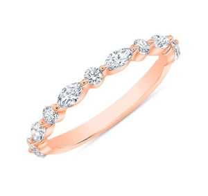 10k Gold Lab Grown Marquise Round Cut Diamond Band Bague de mariage et de fiançailles pour cadeau de bijoux d'amour - Product Image 6