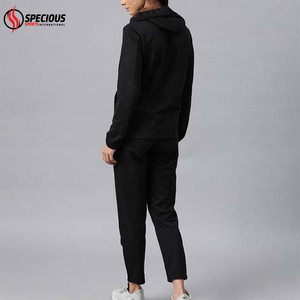 Nouveauté Survêtement décontracté à capuche pour femmes Mode extérieure Taille personnalisée Prix bas Streetwear Noir Uni Écologique - Product Image 3