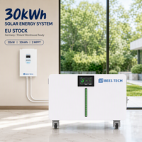 Batterie solaire LiFePO4 30 kWh 51,2 V 600 Ah avec plus de 10 000 cycles de charge, bande LED lumineuse et onduleur hybride 30 kW pour maison rurale, stock UE