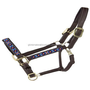 Licou de cheval en cuir rembourré noir ou Havana de qualité supérieure, licou de cheval solide cousu et durable avec perles et cristaux, vente en gros - Product Image 2