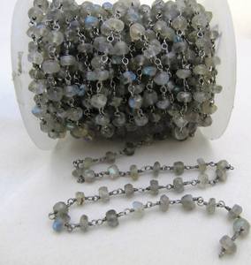 Natural Labradorite Rondelle Faceted 5-6mm Beads <b>Rosary</b> Chain Jewelry Making Gemstone chain sold per foot - Product Image 1