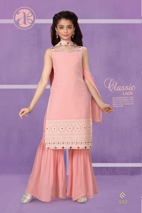 Ropa de fiesta bordada para niños, conjunto de traje de Sharara, Georgette - Product Image 2