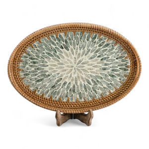 ถาดหวายฝังหอยมุกสำหรับโรงแรมร้านอาหารส่งออก - Product Image 1