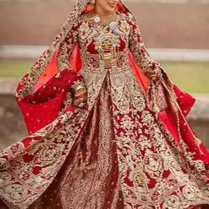 2024 Collection de mariage Zari lourde broderie soie veste de mariée Lehenga Dupatta indien pakistanais vêtements embelli cristal - Product Image 1