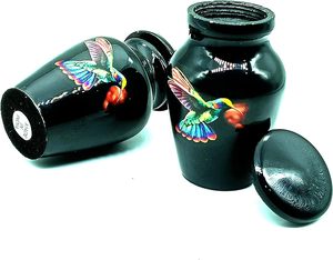 Petites urnes Mini petite urne de crémation en bleu et noir funérailles pour animaux de compagnie ou urne de cendres humaines pour souvenirs Miniature - Product Image 4