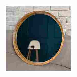 Espejo decorativo de marco de madera redondo personalizado de alta calidad Estilo de diseño moderno para uso en pared Alta demanda - Product Image 2