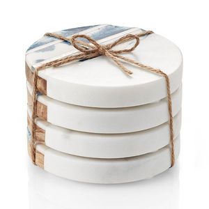 Modern Design <b>White</b> Marble Tea <b>Coaster</b> Wholesale Manufacturer New Design Handmade Table Top Marble Tea <b>Coaster</b> 2025 - Product Image 5