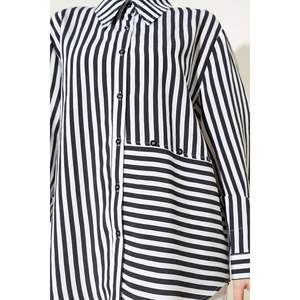 Camisa asimétrica a rayas con botones negra - Product Image 4