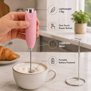 Mousseur à lait électrique portable à motif floral et fruité personnalisé par transfert d'eau, OEM ODM - Product Image 2