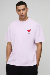 Impression numérique vente en gros personnalisé High Street Fashion 100% coton Oversize Tshirt Luxury T Shirt Men's 250GSM T-shirts Heart Logo - Product Image 3