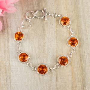 Pulsera de Plata de Ley 925 con Dijes de Circonio Hechos a Mano, Joyería de Piedras Preciosas de Lujo, Elegante para Mujer, Regalo - Product Image 1