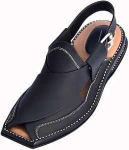 Chappal ชนเผ่ากลางแจ้งแบบแบนสีดำวัสดุหนัง PU ลำลอง - Product Image 3