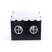 Casa para Perros de Madera Negra Moderna Personalizada con Logotipo Impreso, Refugio Decorativo para Mascotas de Interior, Plegable, para Animales Pequeños, OEM, ODM