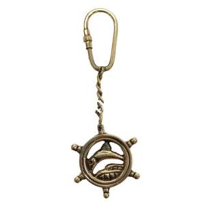Porte-clés nautique à finition dorée Porte-clés en laiton avec roue de bateau Porte-clés en métal Porte-clés élégants Cadeaux fantaisie Artisanat en métal - Product Image 6