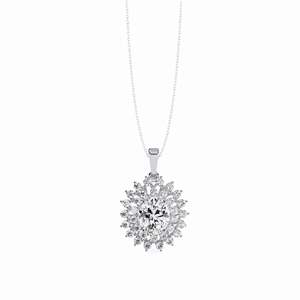 Colgante de diamante ovalado Sunburst de 2.42 ct, color F, claridad VS, diamante cultivado en laboratorio en oro de 14 quilates, para bodas, compromisos y fiestas. - Product Image 3