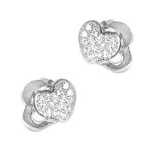 Boucles d'oreilles clous tendance en forme de cœur argenté pour femmes, bijoux religieux délicats pour tous les jours avec zircon, pampille en laiton plaqué or pour les fêtes - Product Image 3