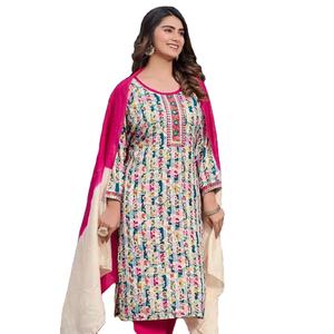 Juego de Kurti listo con trabajo de estantería de bordado y combinación rica para venta en línea - Product Image 1