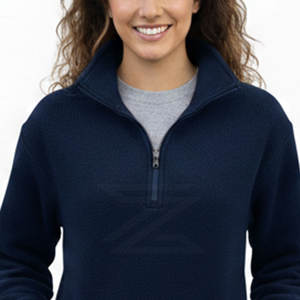 Sweat-shirt à demi-zip, coupe confortable, tissu doux, col montant, manches longues, style décontracté - Product Image 3