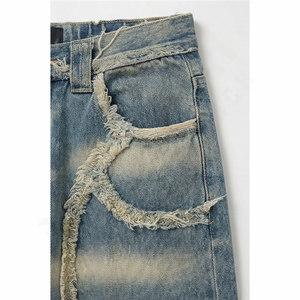 Jeans droits amples imprimés pour hommes, style streetwear, vente en gros, fabricants, usine, pantalons décontractés à jambes larges personnalisés, en vrac - Product Image 5