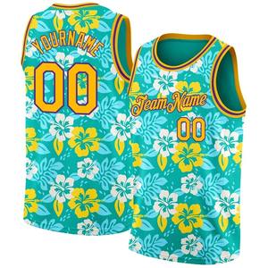 Maillot de basket-ball personnalisé de qualité supérieure, débardeur pour homme, été, sport, plage tropicale, sans manches, en maille - Product Image 3