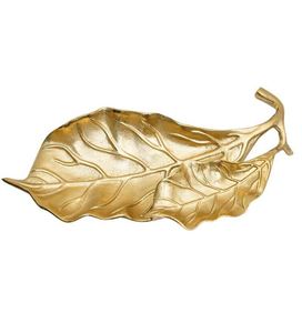 Plateau de conception de feuille le plus vendu avec plaqué or pour la décoration de la maison plateau de service de table de meilleure qualité à un prix raisonnable - Product Image 4