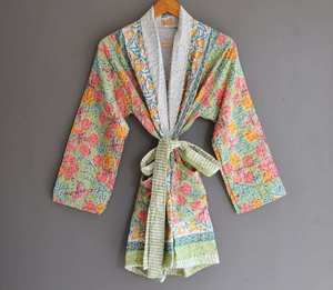 Vestidos Kantha Hechos a Mano al Por Mayor a Precio de Fábrica para Mujer, Estampados, Manga Larga, Talla Grande, Estilo Bohemio, Tejido Natural, Lavable - Product Image 5