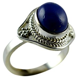 Bague Bohème Pierre de Naissance de Septembre Lapis Lazuli en Argent Sterling 925 Fait Main avec Pierre Précieuse Ovale Bleue Naturelle – Cadeau Idéal Bijou Certifié IGI - Product Image 1