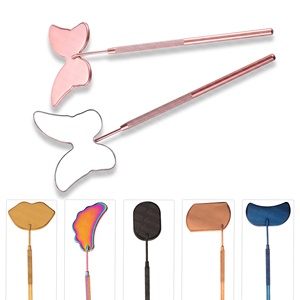 Espejo de Maquillaje de Acero Inoxidable con Forma de Corazón para Observación y Examen de Extensiones de Pestañas, Mango Largo Ergonómico y Duradero - Product Image 2