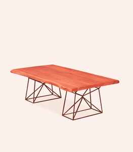 Mesa de centro de madera Live Edge moderna con base de metal geométrica para el hogar para muebles de sala de estar - Product Image 1