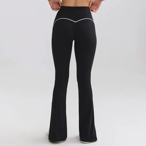 2025 Custom High-Waisted Mid-Waist Full-Length Flare Yoga Pants Stacked Leg Workout Gym Flared <b>Women</b> <b>Leggings</b> - Product Image 3