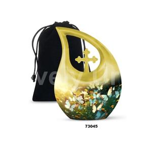 Unique mariposa aluminio Cruz lágrima cremación adulto urna para cenizas recuerdo decorativo urna funeraria con bolsa de terciopelo gratis - Product Image 4