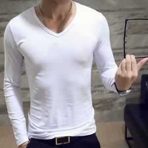 Camiseta de verano para hombre, de manga larga Camiseta ajustada con cuello en V, camiseta informal, blusa, camisetas con cuello redondo - Product Image 5