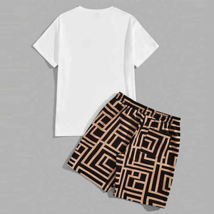 2025 dernier personnalisé hiver velours 100% coton écologique 3D Design décontracté couleur unie hommes T-shirt ensembles courts - Product Image 2