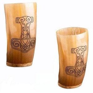 100% Eco Friendly Viking Real Ox Horn Hecho Vidrio Beber Vidrio Latón Trabajando con él Regalo para su ser querido para Home Hotel - Product Image 1