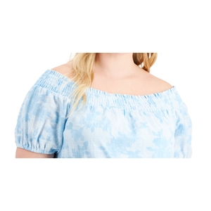 เสื้อครอปไหล่เดียวสีน้ำเงิน Jolene สำหรับผู้หญิงจาก INC International Concepts  งานถักโครเชต์ ดีไซน์หรูหรา ระบายอากาศได้ดี ไซส์ 4X บริการ OEM/ODM สำหรับกิจกรรมยามว่าง - Product Image 2