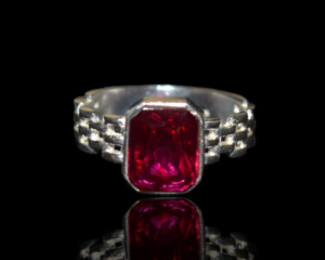 Zirconia cúbica de Plata de Ley 925, regalo hecho a mano para ella, anillo de cuarzo amarillo rubí con forma de rectángulo a la moda - Product Image 5