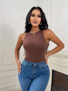 Bodysuits sin Costuras con Cuello Redondo para Mujer, Camiseta sin Mangas para Mujer, Ropa Moldeadora, Uso Diario, Suministro de Tela al por Mayor, Talla Grande - Product Image 6