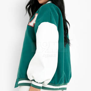 Chaqueta Letterman de Algodón Transpirable de Alta Calidad al Mejor Precio para Mujer, Mangas Largas, Diseño Sólido, Tejida, para Invierno - Product Image 2