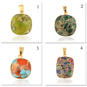 Mohave – bijoux faits à la main pour femme, pendentifs en cuivre, turquoise, plaqué or, forme rectangulaire, pendentif en pierres précieuses pour la fabrication de bijoux - Product Image 2