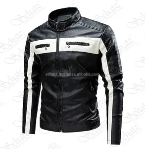 शीर्ष ब्रांड लोगो मुद्रित पुरुष चमड़े का जैकेट आउटडोर मोटरसाइकिल कोट सांस लेने योग्य लंबी आस्तीन स्लिम फिट मोटरबाइक फैशन जैकेट