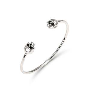 Jeulia Biker Style Skull Sterling <b>Silver</b> Fashion <b>Bangle</b> <b>Bracelet</b> - Product Image 2