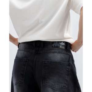 กางเกงยีนส์ทรงวินเทจ ขาบาน ทรงหลวม เอวสูง สไตล์สตรีทแวร์ ผ้าเดนิม แต่งคริสตัลสีเข้ม สำหรับฤดูหนาว - Product Image 3