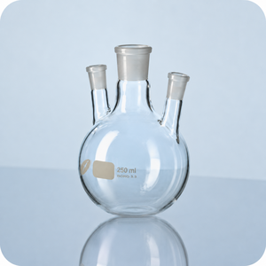 Frasco de Evaporación de Laboratorio de Pared Gruesa con Tres Cuellos y Fondo Redondo, de Vidrio Borosilicato 3.3, con Juntas Estándar - Product Image 1