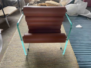 Midden Eeuw Moderne Glazen Hyaline Fauteuil Luxe Lederen Sofa Stoel Villa <span class=keywords><strong>Chaise</strong></span> <span class=keywords><strong>Lounge</strong></span> Stoelen Woonkamer Meubelen