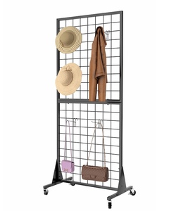 Panneaux muraux grillagés modernes non pliables avec roues freinées, simple/double, en acier au carbone écologique pour l'affichage et le stockage de marchandises artisanales - Product Image 3