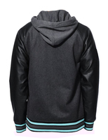 Blouson en laine pour homme, style universitaire Letterman, d'inspiration baseball, fin, en toile, avec capuche longue, patchwork, broderie chenille, imperméable, idéal pour l'été